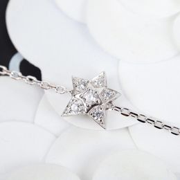 S925 silver stud earring with star shape and diamond for women wedding jewelry necklace Have box stamp PS4134