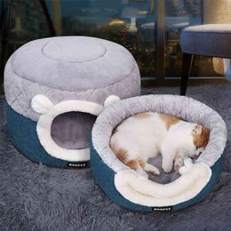 Cat Bed House Soft Plush Kennel Puppy Cushion Small Dogs Cats Nest Winter Warm Sleeping Pet Dog Bed Pet Mat Supplies 210722