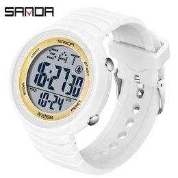 SANDA Fashion Men LED Electronic Digital Watch Chronograph Clock Sport Watches 5Bar Waterproof Wristwatches Relogio Masculino G1022