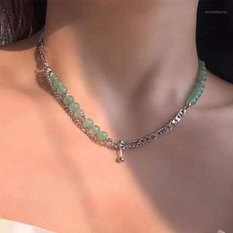 Chains Mint Green Niche Splicing Necklace Men And Women Retro Ins Style Hip-hop Design Simple Wild Clavicle Chain Fashion Jewellery