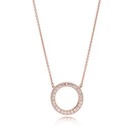 NEW 2021 100% 925 Sterling Silver Rose Gold Necklace Fit DIY Original Fshion Jewelry Gift 111