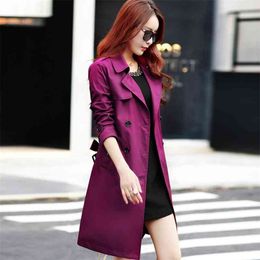 Spring Female Trench Coat for Women Turn-down Collar Slim Fit Double Breasted Long Plus Size 3XL 4XL Women's Clothing 210914