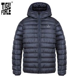 TIGER FORCE Men's Winter Jacket Casual Hooded cotton brand clothes Jackets fashion Casual outdoor men coat parkas 7071 210819