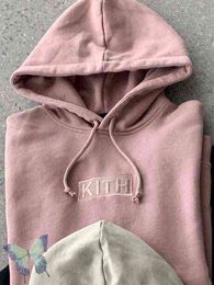 Kith Hoodie Embroidery Sweatshirts Men Women Box Hooded Sweatshirt Quality Inside Tag Jacket 399 393