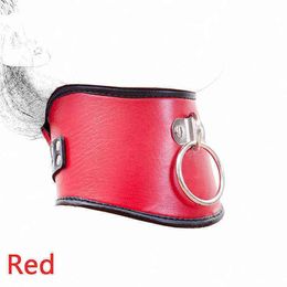 NXY Sex Adult Toy Upscale Leather Slave Collar with Pull Ring Adjustable Belt Collars Fetish Bdsm Bondage Black/red Neck Corset Toys1216