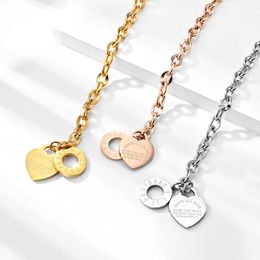 Charm Bracelets Heart Bracelet Womens Stainless Steel Couple Fashion Simple Gold Chain On Hand Woman Accessories Wholesale