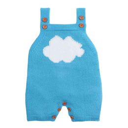 Overalls For Children Sleeveless Jumpsuits Cartoon Cloud Knitted born Baby Girl Rompers Summer Infant Boy Sunsuit Tops 210417