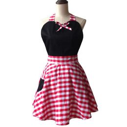 Aprons Black Retro Sweetheart Woman Kitchen Apron Salon Hairdresser Cleaning Cooking Cotton Dress Avental De Cozinha Divertido