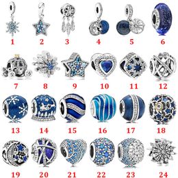 Fits Pandora Charms Bracelet925 Sterling Silver Blue Series Star Hanging Dream Catcher String Hanging Beads Couple love Bead DIY Jewellery Making