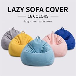 Meijuner Lazy Sofa Cover Solid Chair s without Filler/Inner Bean Bag Pouffe Puff Couch Tatami Living Room Furniture 211116