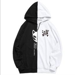 Yaz Anime Demon Slayer erkek Spor Kapüşonlu Tanjiro Baskı Baskı Çift Renk Hoodies Kazak Harajuku Ince Giyim 210406