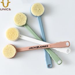 Supply to Amazon MOQ 50 PCS Customised Printing LOGO Body Brush with Soft Nylon Bristles Back Scrubber for Shower with Long Plastic Handle Exfoliating Skin