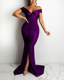 Satinado Elegante Vestido Morado Oferta Online | DHgate.com