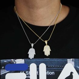 2021 Boyfriend Valentine's Gift Hamsa Hand Pendant Necklace Fatima Palm Turkish Lucky Jewellery Hip Hop Men Vintage Necklaces