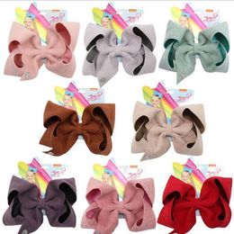 2021 bows/Jojo Siwa Large HairBows for Girls Hair Clips Handmade Solid Corduroy Velvet Hair Pin Party Kids Hair Accessories