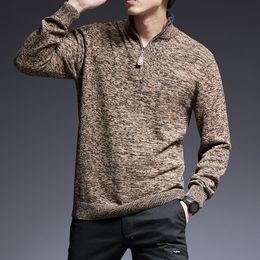 Fashion Brand Sweater Men Pullovers Warm Slim Fit Jumpers Knitwear Turtleneck Autumn Korean Style Casual Mens Clothes