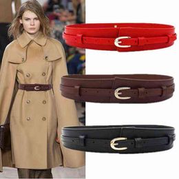 Fashion Wide cowskin Cummerbund Women's Cummerbunds knot real leather waistbands for Dress Decorate Waist belt coat accessories G220301