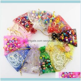 Packaging & Display Jewelry100Pcs Moon Star Dstring Organza Bags Small Jewellery Gift Bag Pouch Pouches, Drop Delivery 2021 Sclgo