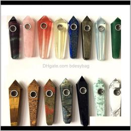 Aessories Household Sundries Home & Gardennatural Healing For Smoking Tobao Gemstone Pipe Tower Quartz Point Crystal Stone Pipes Drop Deliver