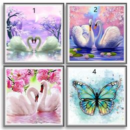 Wholesale 5D Diamond Painting Kits Beginner Animal Swan Butterfly Full Drill Drawing Paint by numbers 9.8*9.8 inches