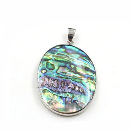 Oval Shape Pendant Genuine Abalone Natural Blue Green Flat Back Sea Paua Shell Beach Jewellery 5 Pieces