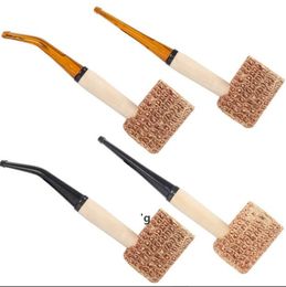 Corn Cob Pipe Disposable Natural Corncob Herb Tobacco Hammer Spoon Cigarette Filter Pipes Tools Accessories 145mm Length RRB13991