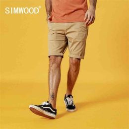 SIMWOOD Summer New Solid Shorts Men Cotton Slim Fit Knee Length Casual men clothes High Quality Plus Size 9 Color available 210329