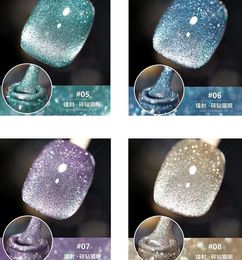 laser purple green 10ml 12Color laser reflective broken diamond cat's eye gel Nail Gel Polish uv Gel Lacquer varnish Soak Off Manicure nail art polish glue nails