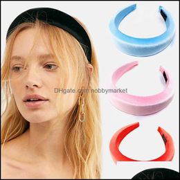 Headbands Hair Jewellery Korean Head Hoop Solid Colour Band Veet Women High Quality Fashion Headwear Aessories Drop Delivery 2021 3Iduf