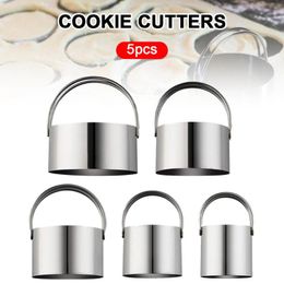 biscuit storage tins Australia - Set Of 5 Round Cookie Cutter, Circle Biscuits Cutters With Storage Tin, For Dough, Pastry, Donut, Fondant Baking & Pastry Tools