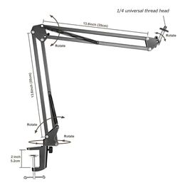 Extendable Desktop Clamp Suspension Boom Scissor Arm Stand Holder with Table Mounting for Ring Light Webcam Tiktok Live