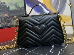 Realfine888 3A Quality bags 498110 27cm Marmonts Matelassé chevron Leather Shoulder Handbags For Women with Dust Bag
