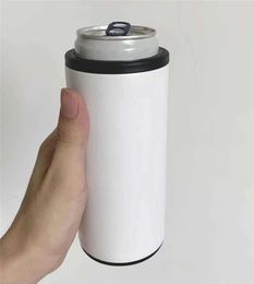 12oz Sublimation Skinny Cans Cooler Stainless Steel Tumbler Insulator double wall vacuum Beer Holder for standard 330ml regular cola can keep it cold AAA