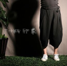 Pantalones para hombres 2021 VERANO JAPONIO SIETE HOMBRES PODER TENDERIDAD PERSONALIDAD CUERTTES Cintura elástica Thin Wide Leg Pierne