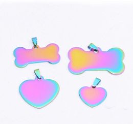 2021 100pcs/lot Stainless steel Multicolor Pet Dog Identity Tags with Mirror polished surface blank and laser engravable