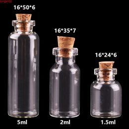 Diameter:16mm 1.5ml 2ml 5ml Cute Mini Glass Bottles with Cork Stopper Empty Spice Wish Jars Vialsgoods