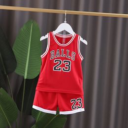 Kids Boy Sports Basketball Clothes Suit Summer Children Baby Tracksuit Leisure Letters Sleeveless Vest short pants 2pcs sets