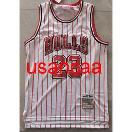 Men's Embroidered 23# Michael 2021 new season red white stripe basketball jersey S M L XL XXL