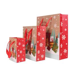 Gift Wrap Christmas Snow Santa Claus Kraft Paper Sacks Gift Bags Xmas Handbags