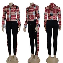 European and American women's Tracksuits spring new plaid print casual two-piece suit