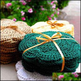 Mats & Pads Table Decoration Aessories Kitchen, Dining Bar Home Garden Mat Hand Crocheted Carpet Classic Round Coloured Personal Tablecloth R
