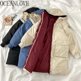 Thick Long Winter Jackets Hooded Korean Vintage Pockets Warm Ins Coat Chaqueta Mujer Big Size Parkas 18963 210415