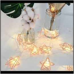 15 Metres 10 Lights North European Wind Rose Gold Pentagram String Home Decor Hs1F2 X4Ffp