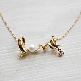 Creative Fashion LOVE Pearl Pendant Necklace Korean Elegant Women Wedding Party Jewelry Romantic Valentine's Day Gift
