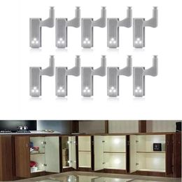 Night Lights 10Pcs Cabinet Hinge LED Sensor Light For Wardrobe Cupboard Home Kitchen Door Closet Cool Warm White