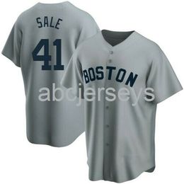 Stitched Custom Chris Sale #41 Gray Ver3 Baseball Jersey XS-6XL