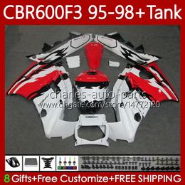Bodys +Tank For HONDA CBR600 CBR 600 F3 FS CC 600F3 95-98 RED WHITE Bodywork 64No.35 600FS 600CC CBR600F3 95 96 97 98 CBR600-F3 CBR600FS 1995 1996 1997 1998 Fairing Kit