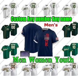 Men Women Youth 2021 Custom Baseball Jersey 28 Matt Olson 11 Khris Davis 4 Chad Pinder 2 Starling Marte 25 Stwphen Piscotty Jesus Luzardo Jerseys