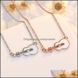 Other Fashion Aessories Japan And South Korea Sweet Violin Necklace Imitation Sterling Sier Creative White Shell Guitar Short Strong Clavicl