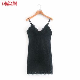 women sexy black lace dress strap sleeveless backless females strethy mini dresses vestidos CE670 210416